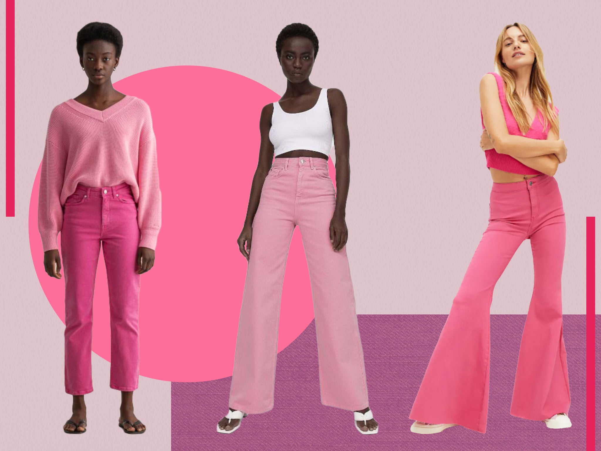 Neon pink hot sale flare pants